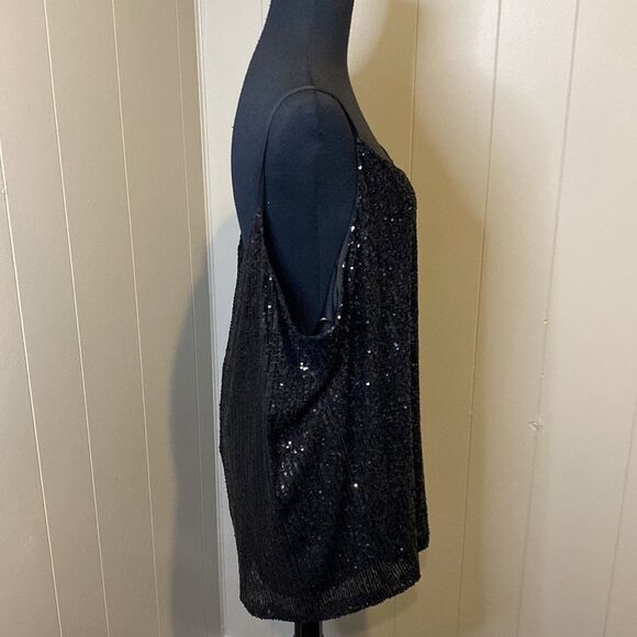 NWT Calvin Klein Women's 1X Sequin Strappy Camisole Top Black Liner Dress - Picture 4 of 8